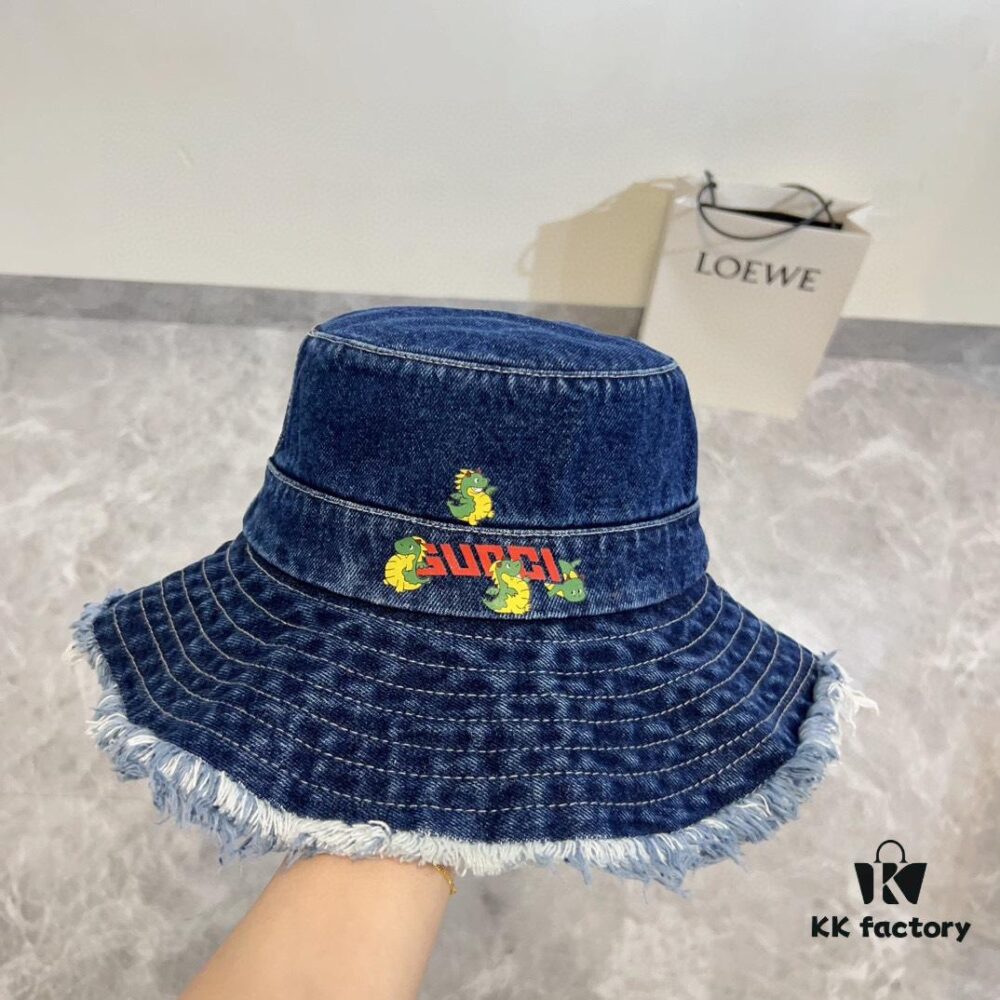 692faf3199f2d84055c86ad8 Gucci 2024 Spring New Arrival Denim Fisherman Hat, Unisex Trendy Style with Zodiac Dragon Year Design