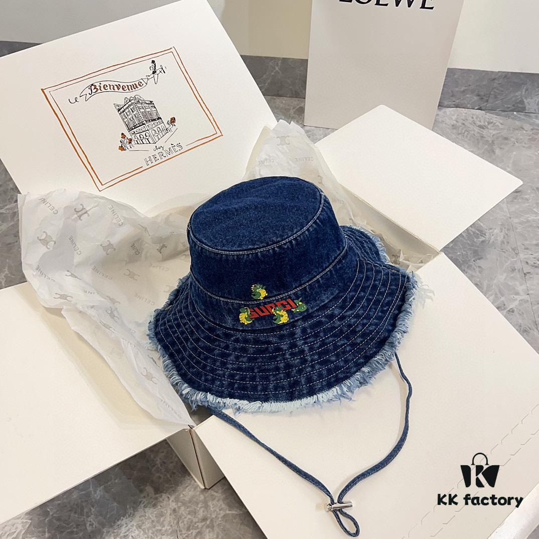 692faf3899f2d84055c86ae1 Gucci 2024 Spring New Arrival Denim Fisherman Hat, Unisex Trendy Style with Zodiac Dragon Year Design