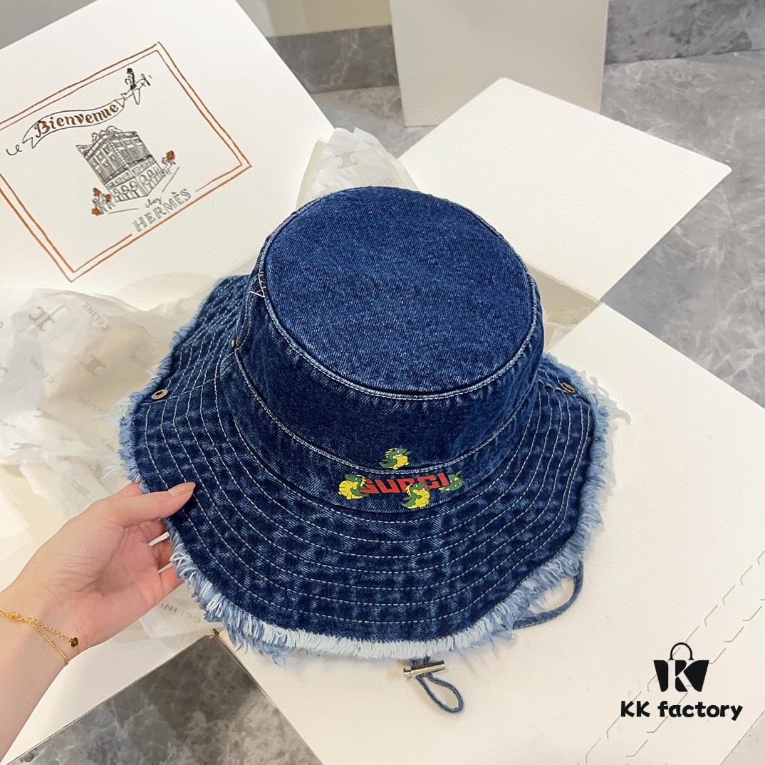 692faf3999f2d84055c86ae3 Gucci 2024 Spring New Arrival Denim Fisherman Hat, Unisex Trendy Style with Zodiac Dragon Year Design