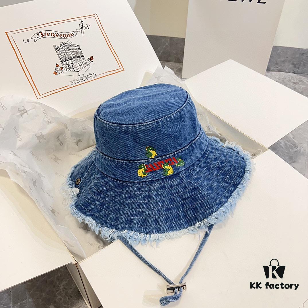 692faf3a99f2d84055c86ae5 Gucci 2024 Pre-Spring New Denim Fisherman Hat, Unisex Streetwear Style with Zodiac Dragon Year Element