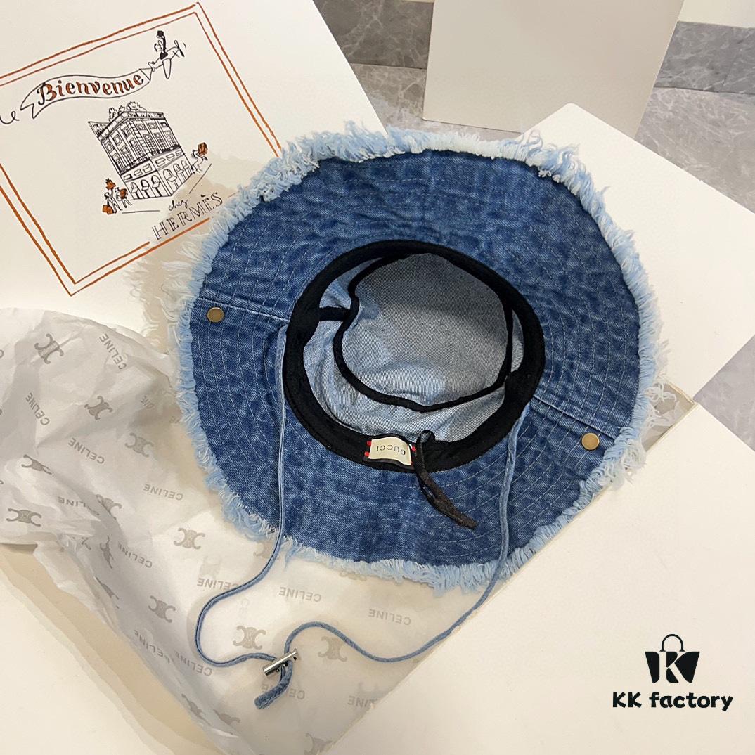 692faf3e99f2d84055c86aec Gucci 2024 Pre-Spring New Denim Fisherman Hat, Unisex Streetwear Style with Zodiac Dragon Year Element