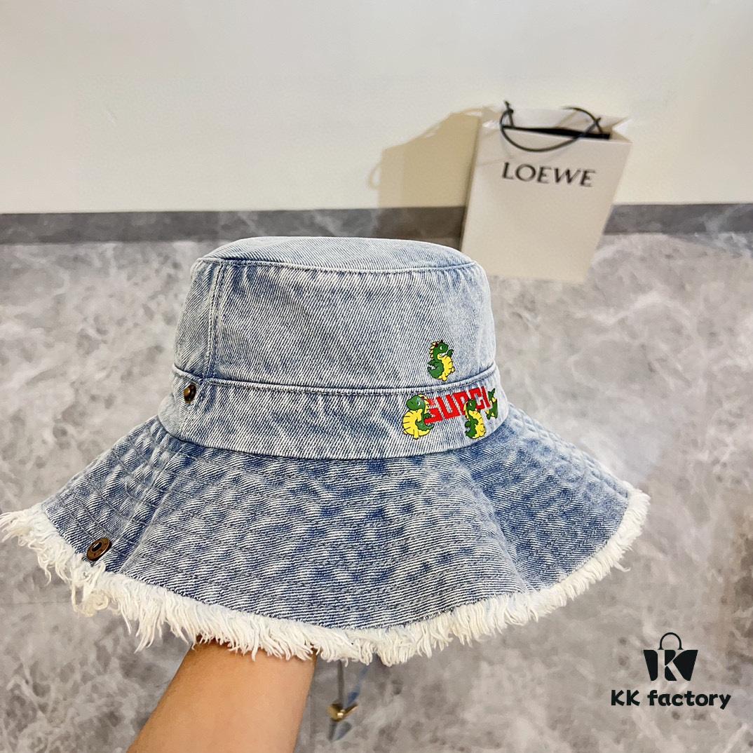 692faf5599f2d84055c86b13 Gucci 2024 Spring/Summer New Denim Fisherman Hat, Unisex Fashion Style with Dragon Year Element