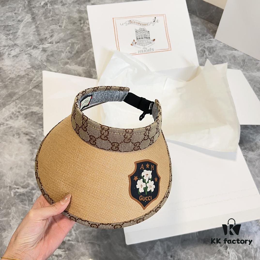 GUCCI x Summer 2024 New Arrival Exclusive Patchwork Sun Hat with Open Top, Unisex Casual Cap
