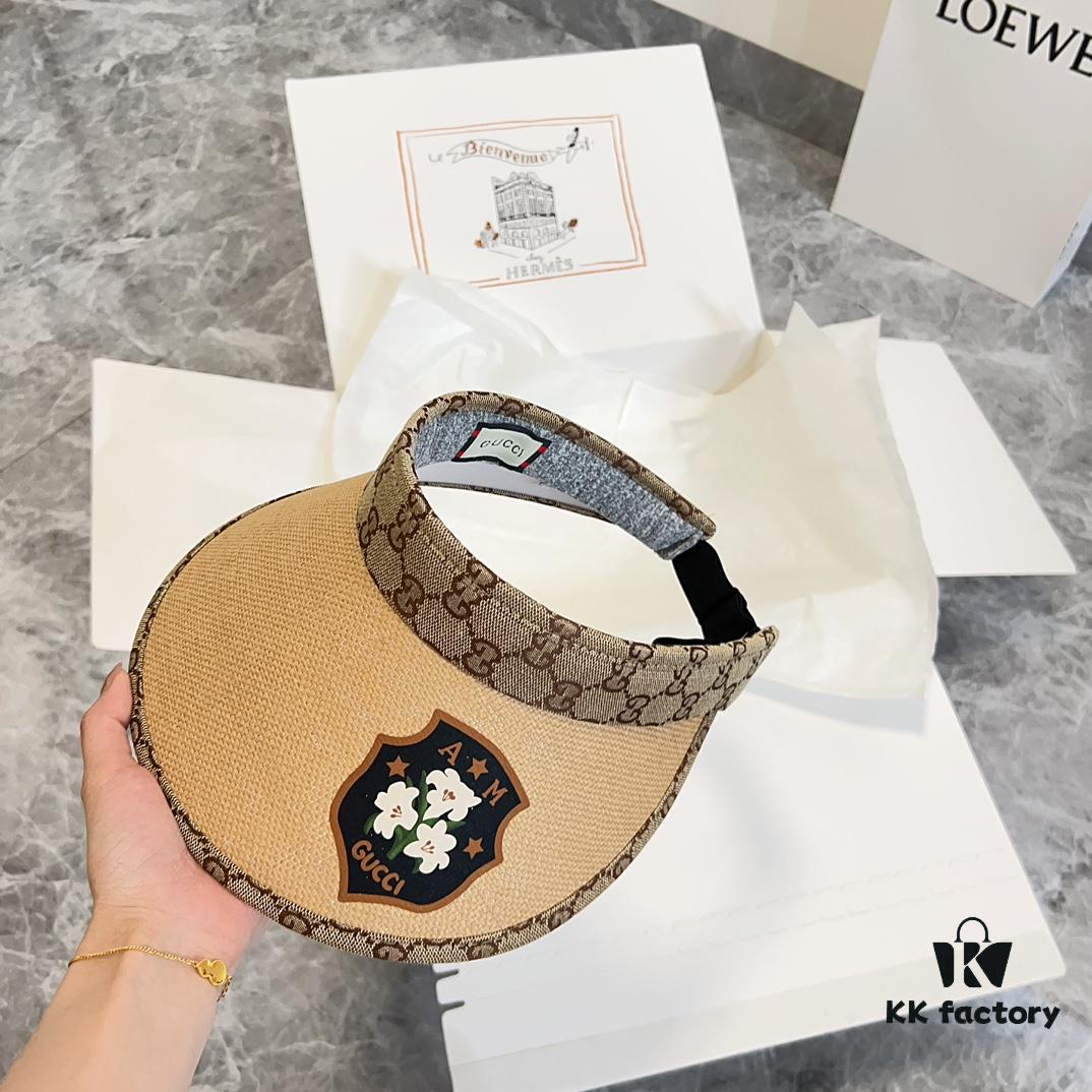 GUCCI x Summer 2024 New Arrival Exclusive Patchwork Sun Hat with Open Top, Unisex Casual Cap