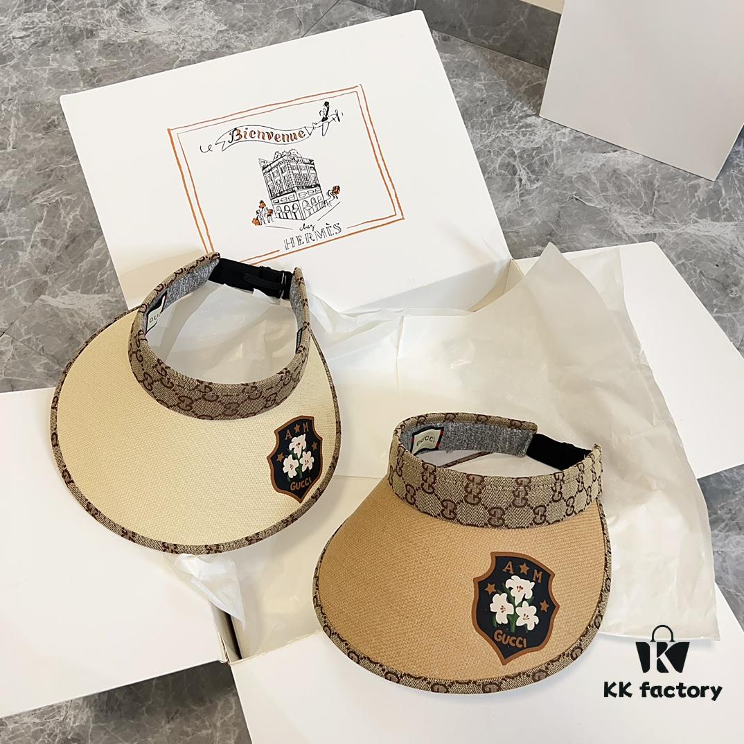 GUCCI x Summer 2024 New Arrival Exclusive Patchwork Sun Hat with Open Top, Unisex Casual Cap