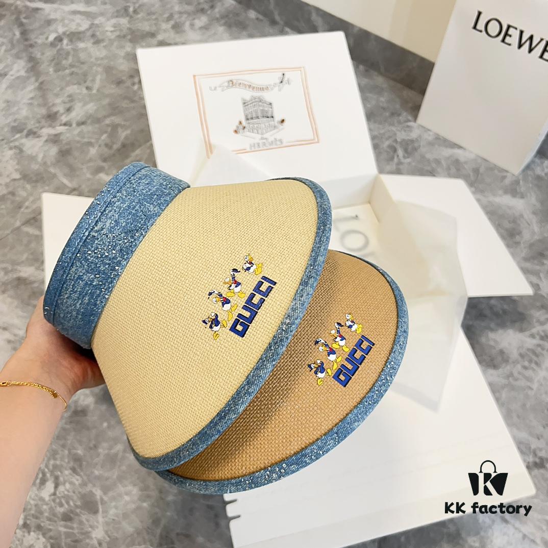 692faf6c99f2d84055c86b47 GUCCI Summer 2024 New Arrival Patchwork Rhinestone Sun Hat, Half Crown Hat, Unisex Casual Streetwear Fisherman Cap, Baseball Cap, Knit Cap