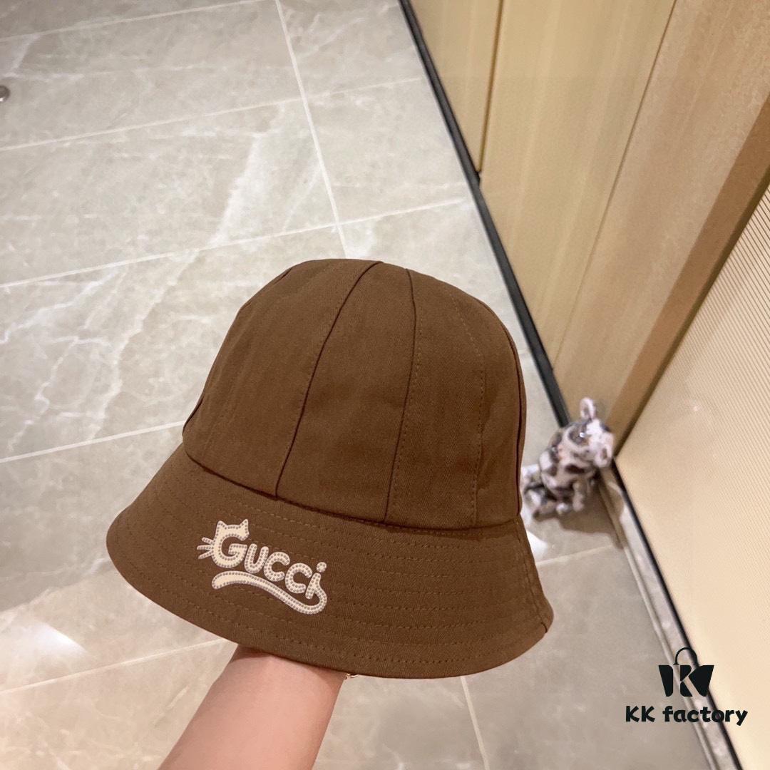 Yellow 💛 Dust Bag Included [Gucci] 2024 New Dome Playful Bucket Hat Fisherman Hat