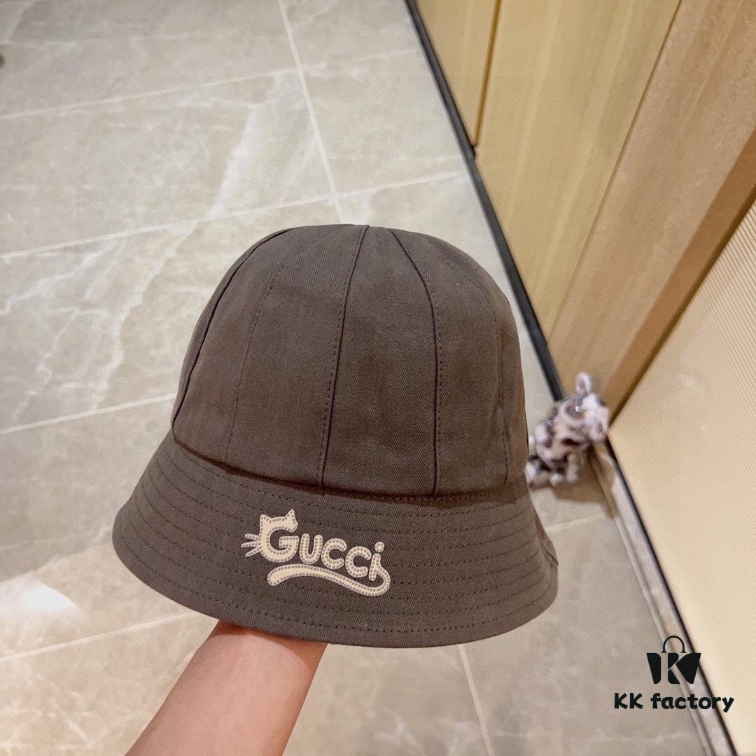 692faf8799f2d84055c86b7b Gucci 2024 New Dome Peppy Bucket Hat Fisherman Hat with Dust Bag Included