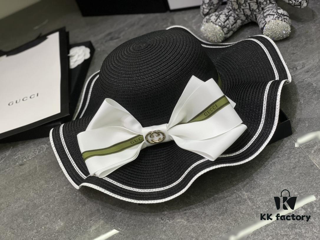 692faf9399f2d84055c86b94 Special Price 💛 With Dust Bag 【Gucci】2024 New Wide-Brimmed Ruffled Bow Straw Hat