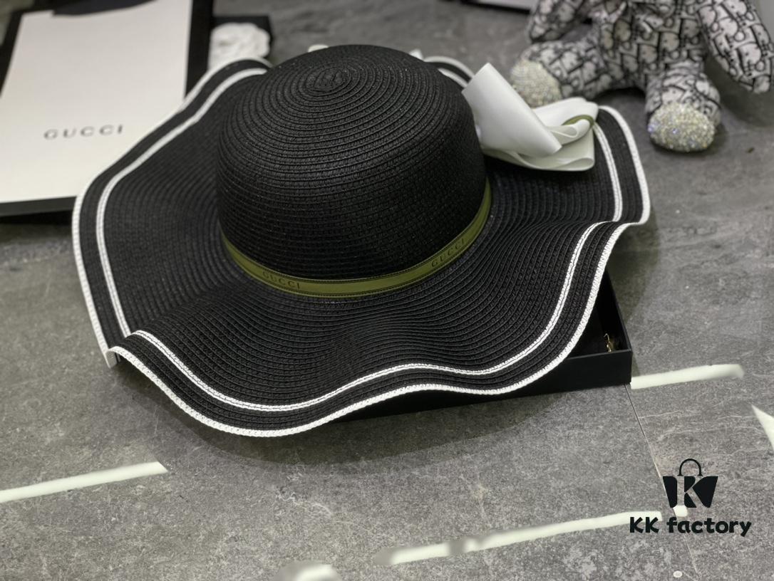 692faf9399f2d84055c86b96 Special Price 💛 With Dust Bag 【Gucci】2024 New Wide-Brimmed Ruffled Bow Straw Hat