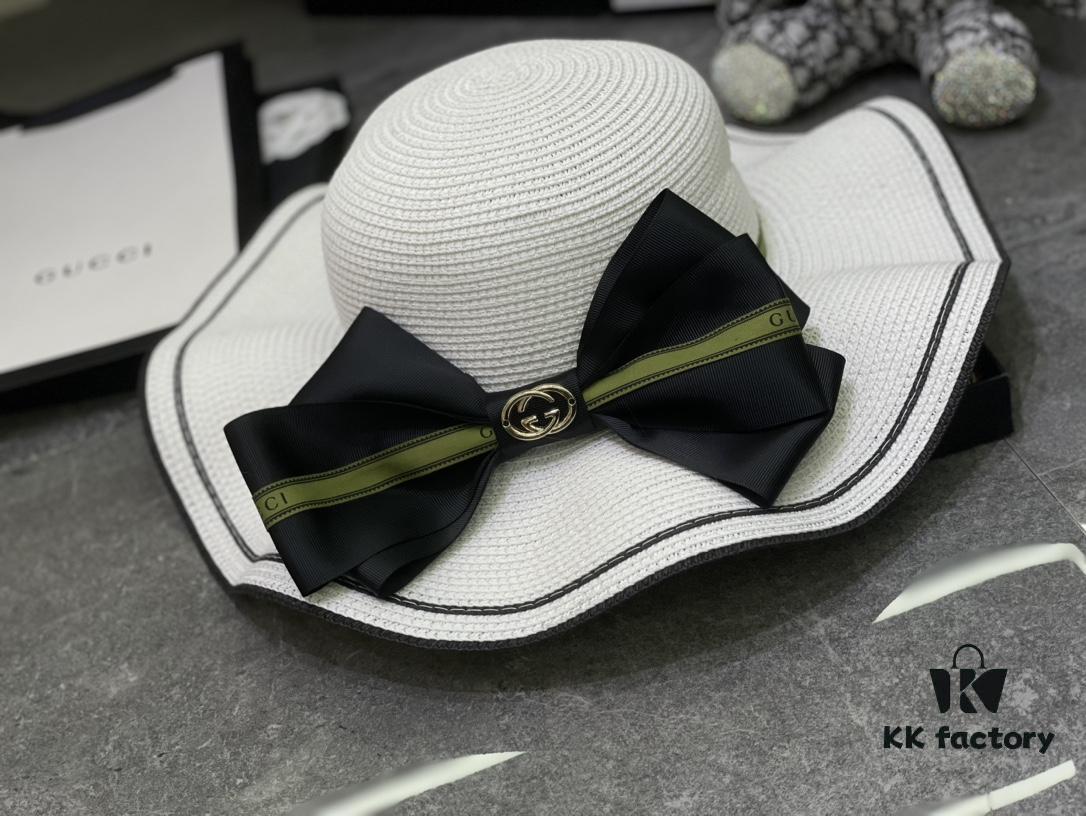 692faf9599f2d84055c86b97 Special Price 💛 With Dust Bag 【Gucci】2024 New Wide-Brimmed Ruffled Bow Straw Hat