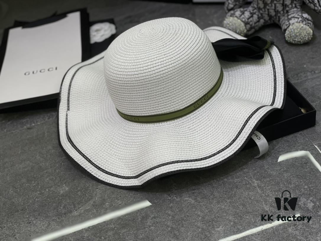 692faf9599f2d84055c86b98 Special Price 💛 With Dust Bag 【Gucci】2024 New Wide-Brimmed Ruffled Bow Straw Hat