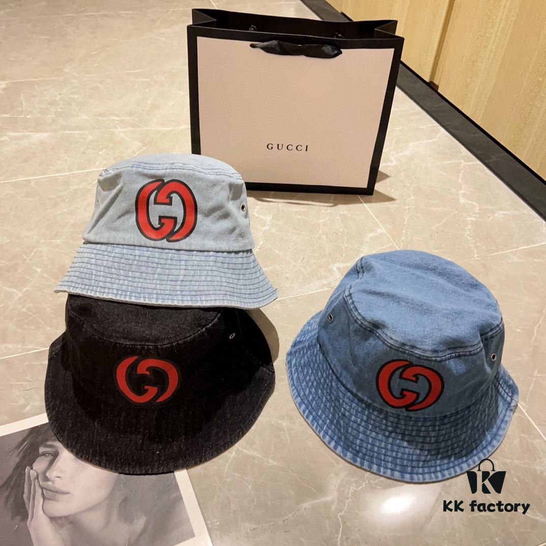 692fafff99f2d84055c86c62 GUCCI Unisex Denim Bucket Hat 2024 New Arrival with Dust Bag