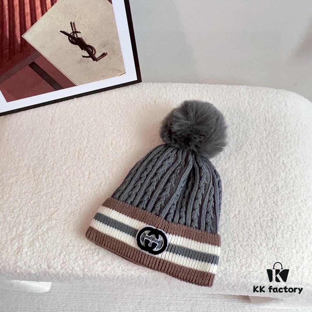 692fb00d99f2d84055c86c6f GUCCI 2024 Fall/Winter New Striped Pom-Pom Knit Hat for Men and Women, Luxury Stripe Series, Dust Bag Included