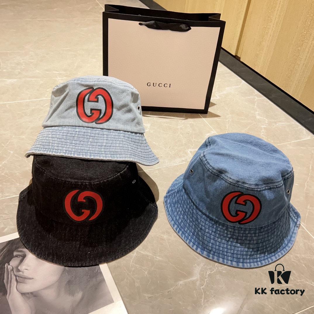 692fb03799f2d84055c86cae GUCCI 2024 New Denim Distressed Unisex Fisherman Hat with Dust Bag