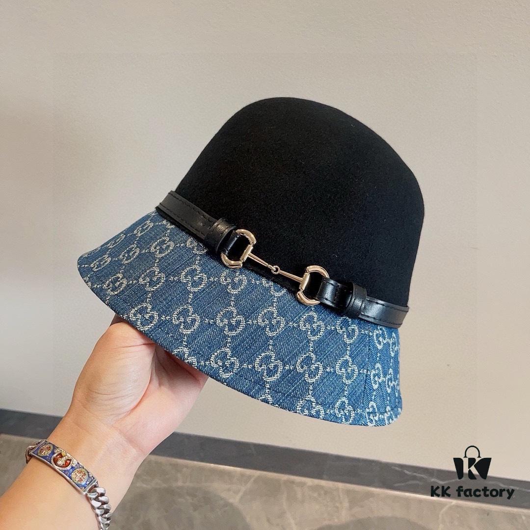 692fb03b99f2d84055c86cb4 Gucci 2023 Fall/Winter New Wool Hat, Felt Fedora with Back Slit Design and Premium Leather Band, Custom Luxury Hat, 100% Wool, Head Circumference 57cm