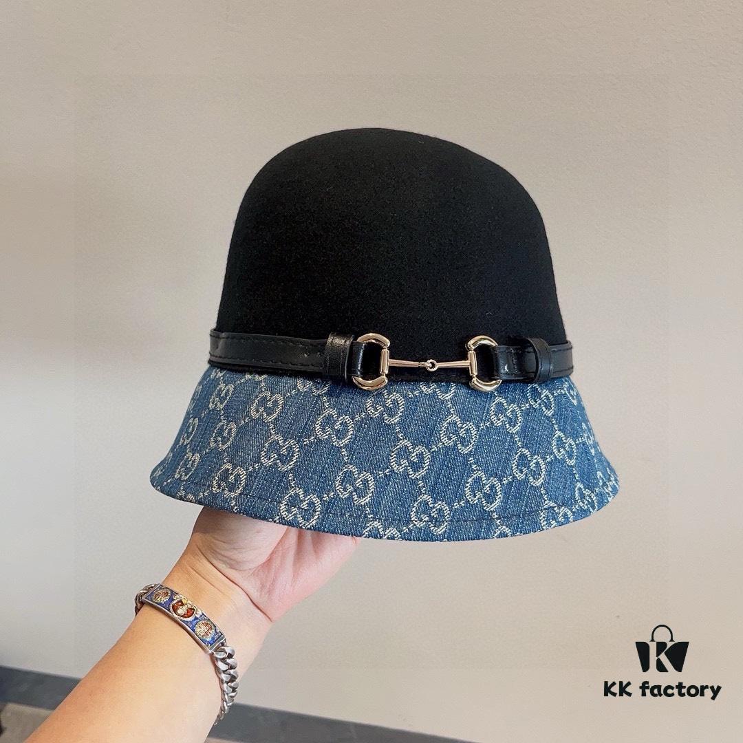 692fb03b99f2d84055c86cb6 Gucci 2023 Fall/Winter New Wool Hat, Felt Fedora with Back Slit Design and Premium Leather Band, Custom Luxury Hat, 100% Wool, Head Circumference 57cm