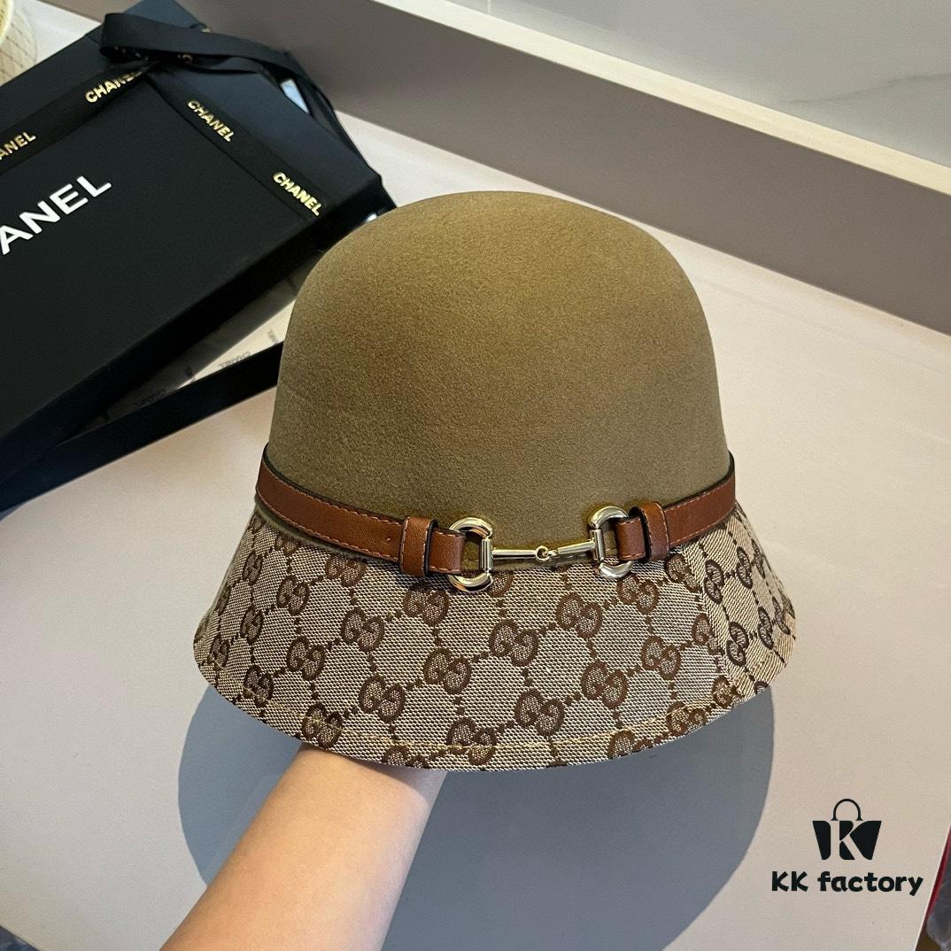692fb03e99f2d84055c86cbb Gucci 2023 Fall/Winter New Arrival Wool Hat, Felt Fedora with Back Slit Design and Premium Leather Band, High-End Tailoring, 100% Wool, Head Circumference 57cm