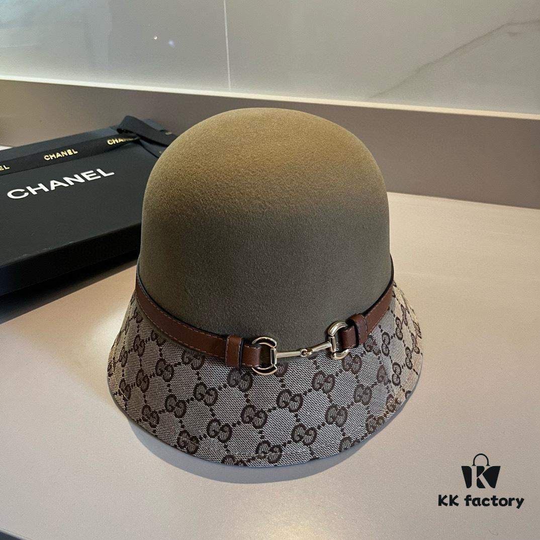 692fb04299f2d84055c86cc4 Gucci 2023 Fall/Winter New Arrival Wool Hat, Felt Fedora with Back Slit Design and Premium Leather Band, High-End Tailoring, 100% Wool, Head Circumference 57cm