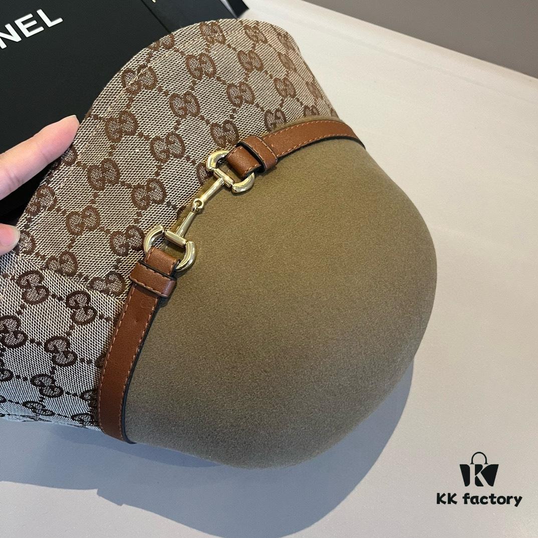 692fb04299f2d84055c86cc5 Gucci 2023 Fall/Winter New Arrival Wool Hat, Felt Fedora with Back Slit Design and Premium Leather Band, High-End Tailoring, 100% Wool, Head Circumference 57cm