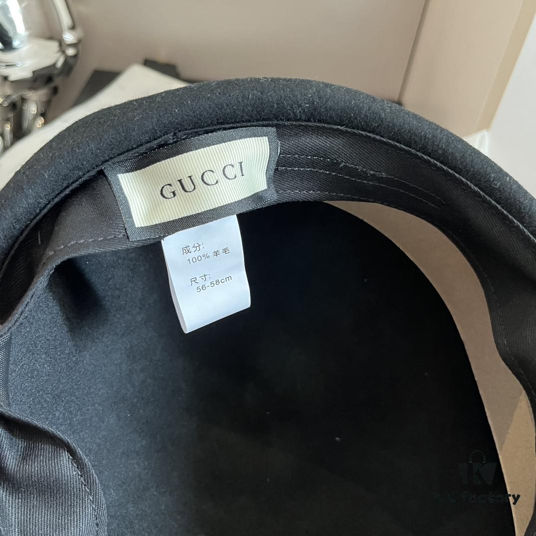 692fb04799f2d84055c86cd3 Gucci 2022 Fall/Winter New Arrivals Military Cap, High-End Custom Wool Hat with GG Brim Detail, Elegant and Sophisticated, Available in Black and Khaki, Head Circumference 57cm