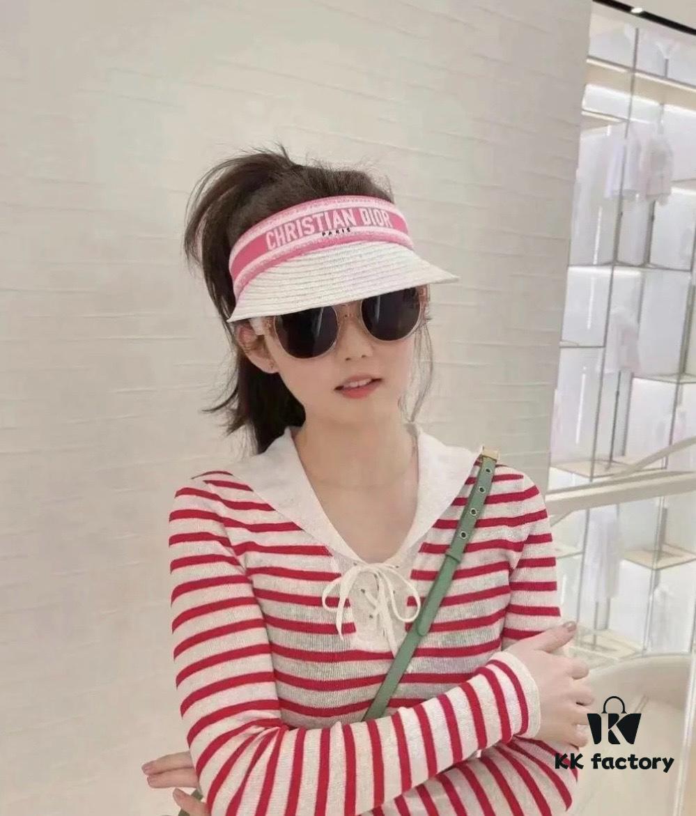 Dior New Embroidered Letter Straw Hat
