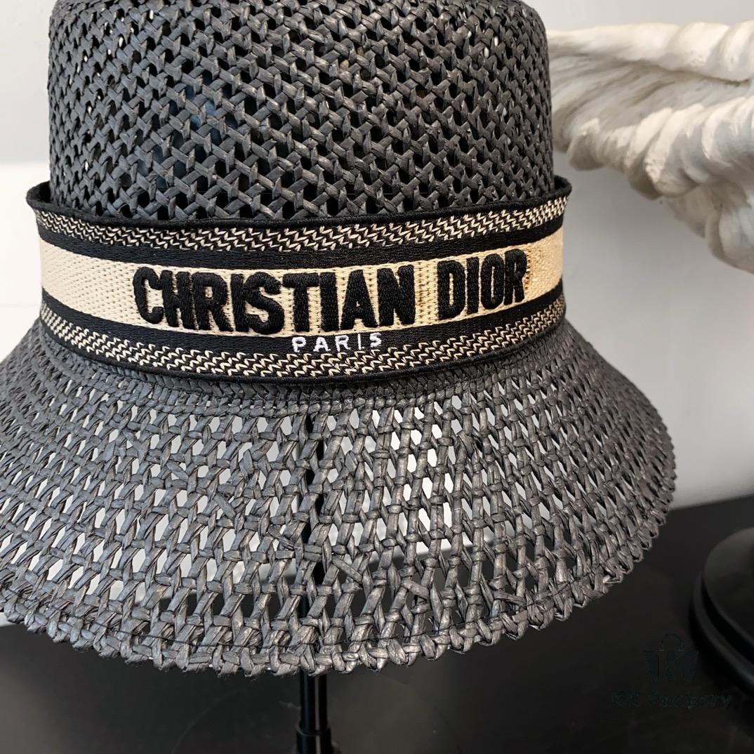 692fb08699f2d84055c86d49 Dior New Embroidered Letter Webbing Straw Hat