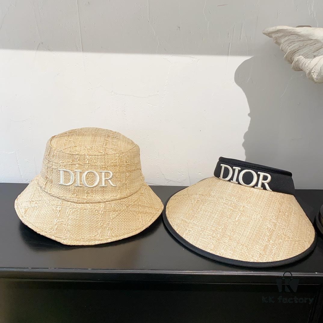 Dior New Embroidered Letter Straw Hat