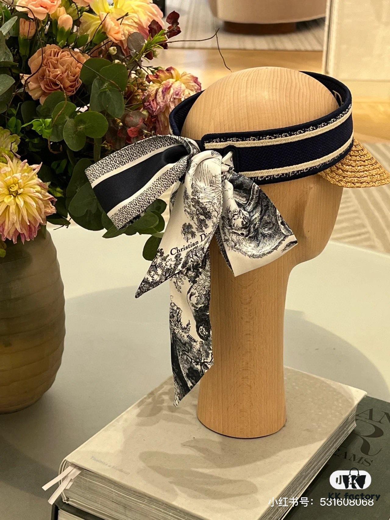692fb0eb99f2d84055c86e09 Authentic DIOR Summer New Arrival Sun Hat with Silk Scarf Design, a Must-Have for Stylish Women