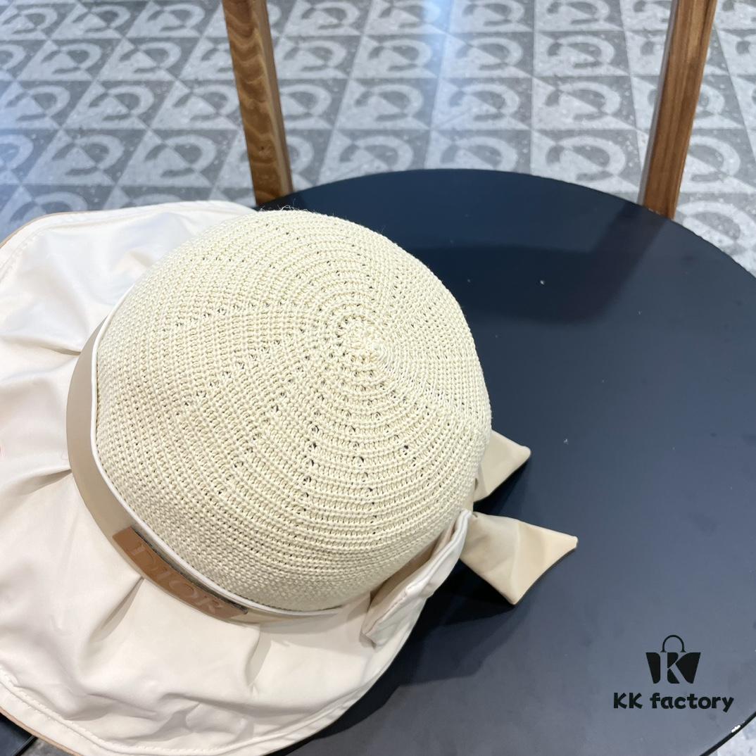 692fb11199f2d84055c86e4e DIOR Bucket Hat 2024 Summer New Sun Protection Fishing Hat with Bow for Men and Women, Wide-Brimmed Beach Hat for Travel, Face-Framing Sun Hat