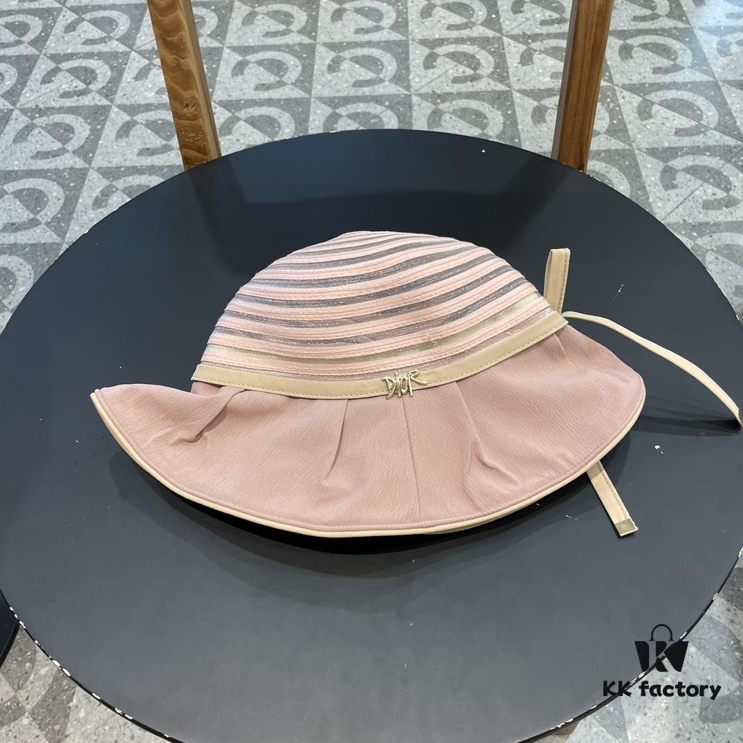 692fb12199f2d84055c86e72 Dior Cross-border Hot Sale Women's Fashionable Striped Bucket Hat with Wide Brim, Sun Protection Outdoor Summer Hat, Fisherman Hat, Baseball Cap, Knit Hat