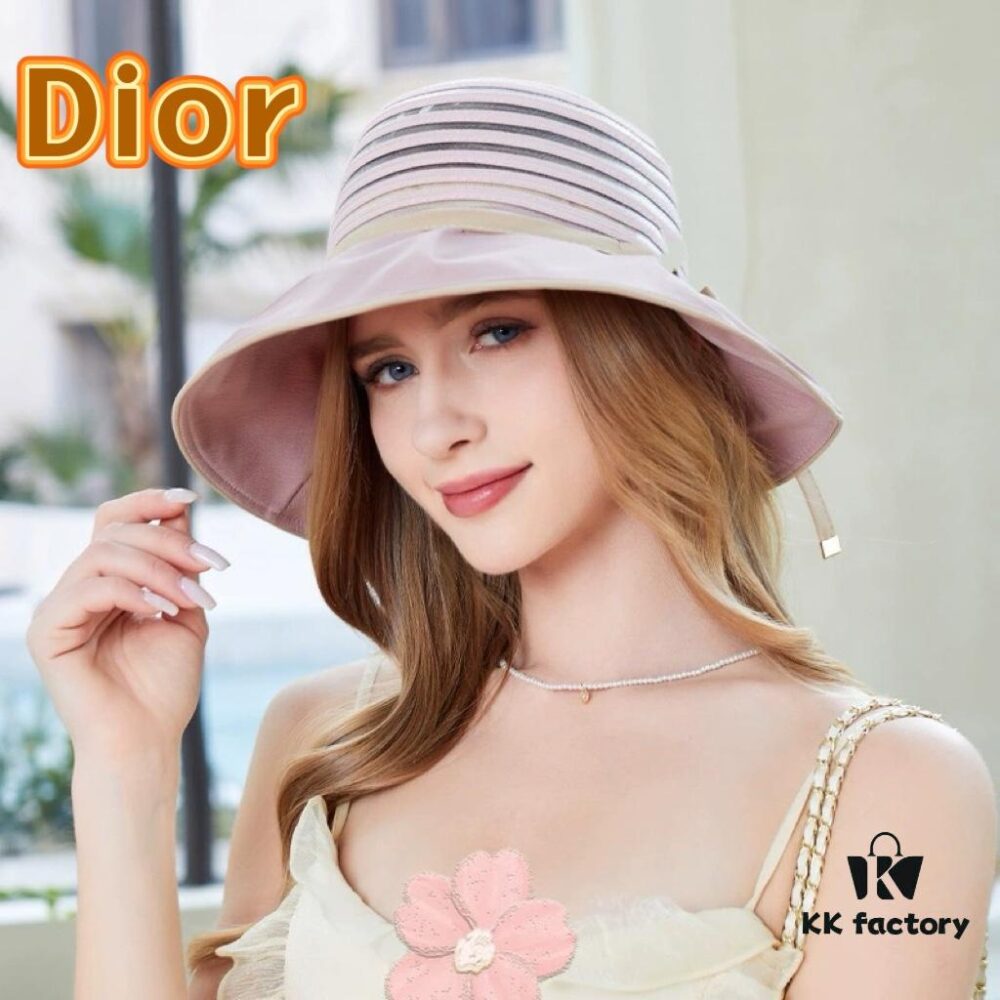 692fb12199f2d84055c86e73 Dior Cross-border Hot Sale Women's Fashionable Striped Bucket Hat with Wide Brim, Sun Protection Outdoor Summer Hat, Fisherman Hat, Baseball Cap, Knit Hat