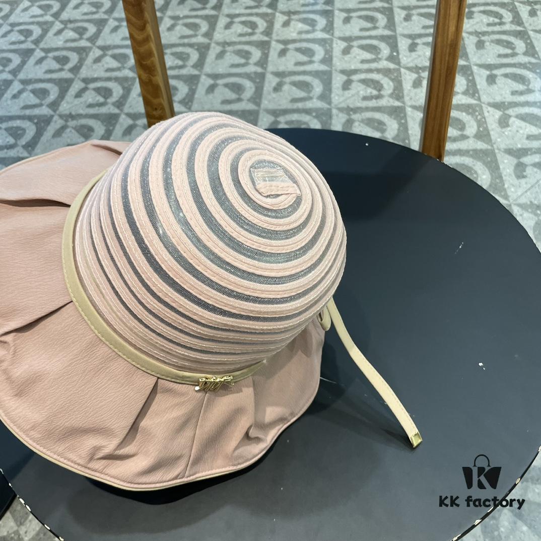 692fb12299f2d84055c86e75 Dior Cross-border Hot Sale Women's Fashionable Striped Bucket Hat with Wide Brim, Sun Protection Outdoor Summer Hat, Fisherman Hat, Baseball Cap, Knit Hat