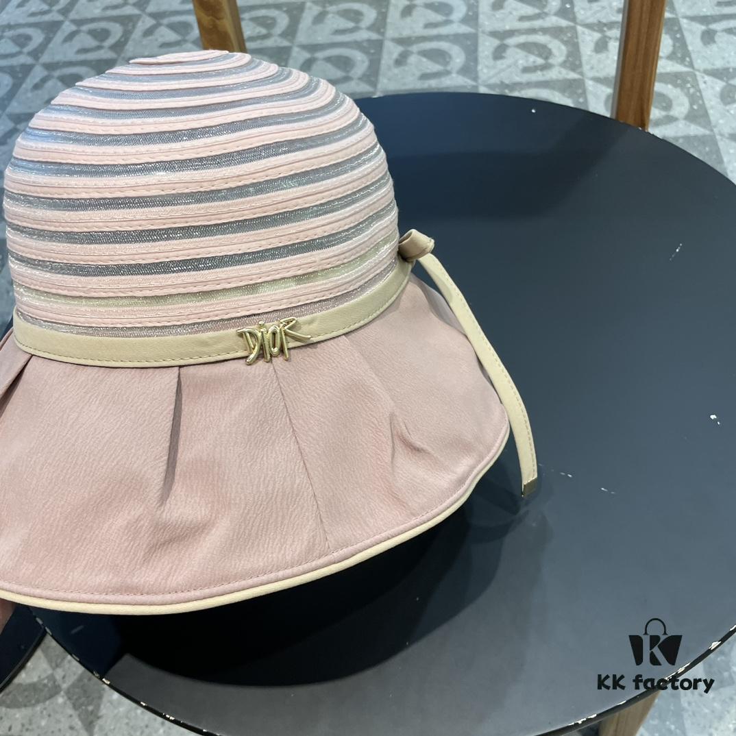 692fb12399f2d84055c86e77 Dior Cross-border Hot Sale Women's Fashionable Striped Bucket Hat with Wide Brim, Sun Protection Outdoor Summer Hat, Fisherman Hat, Baseball Cap, Knit Hat