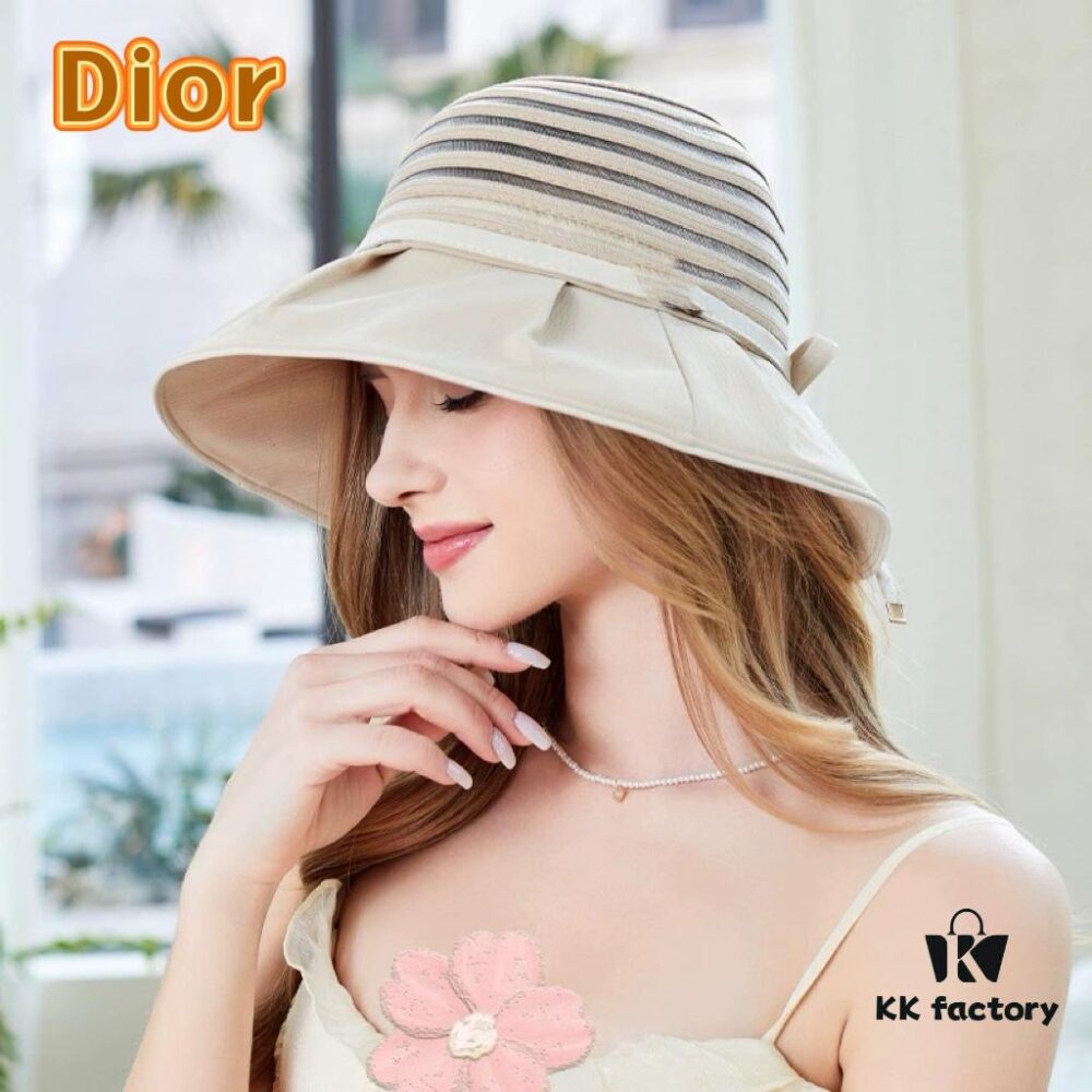 692fb12499f2d84055c86e7a Dior Cross-border Hot Sale Women's Fashionable Striped Bucket Hat, Wide-brimmed Sun Hat, UV-protective Summer Hat, Bucket Hat, Baseball Cap, Knit Hat