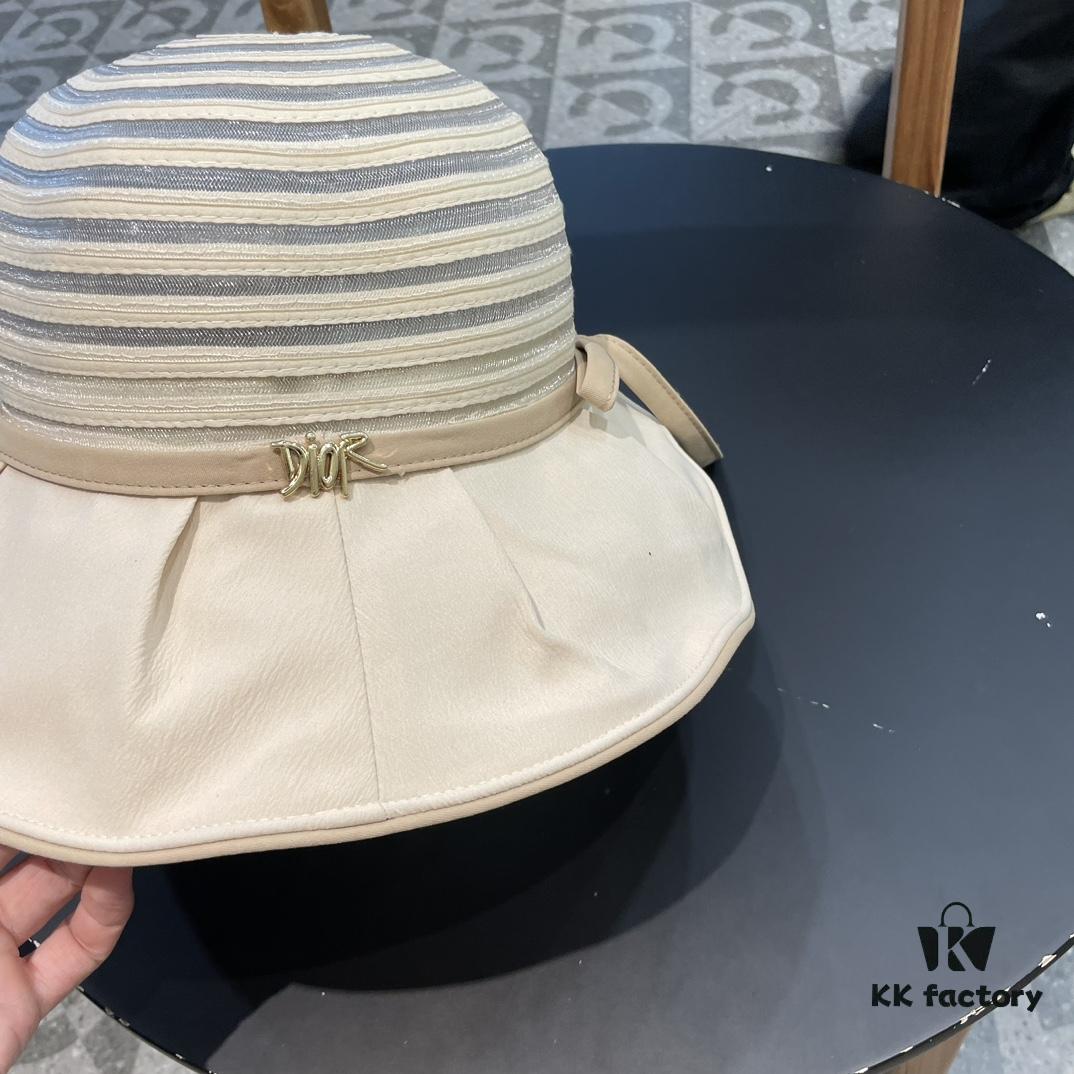 692fb12799f2d84055c86e7e Dior Cross-border Hot Sale Women's Fashionable Striped Bucket Hat, Wide-brimmed Sun Hat, UV-protective Summer Hat, Bucket Hat, Baseball Cap, Knit Hat