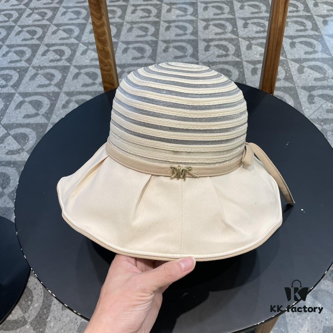 692fb12899f2d84055c86e80 Dior Cross-border Hot Sale Women's Fashionable Striped Bucket Hat, Wide-brimmed Sun Hat, UV-protective Summer Hat, Bucket Hat, Baseball Cap, Knit Hat