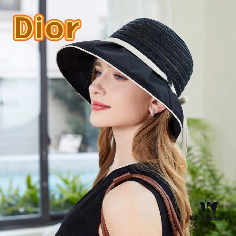 692fb13099f2d84055c86e8c Dior Cross-border Hot Sale Women's Fashionable Striped Bucket Hat, Wide-brimmed Sun Hat, UV-protective Summer Hat, Fisherman Hat, Baseball Cap, Knit Hat