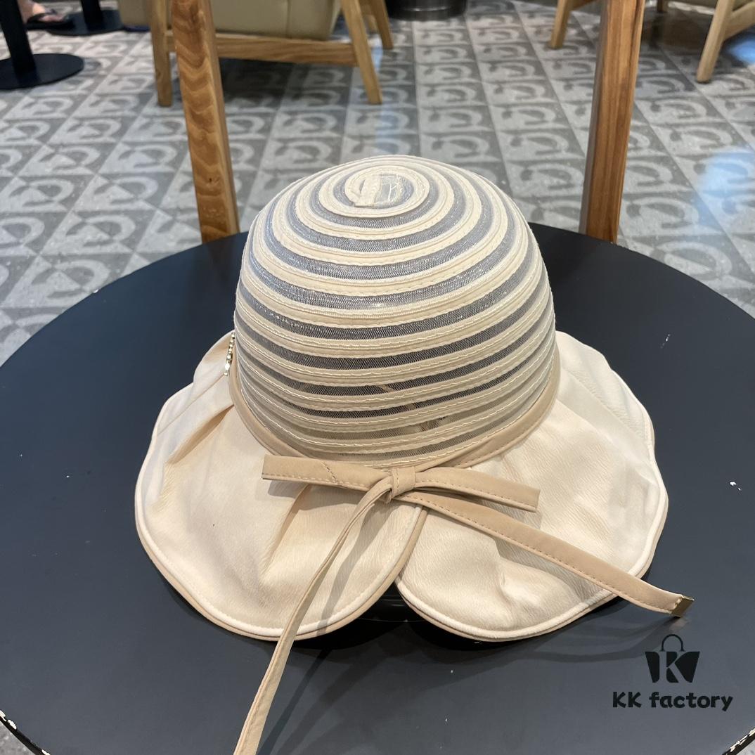 692fb14999f2d84055c86ead Dior Cross-border Hot Sale Women's Fashionable Striped Bucket Hat, Wide-brimmed Sun Hat, UV-protective Summer Hat, Bucket Hat, Baseball Cap, Knit Hat