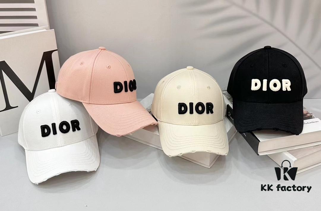Dior Baseball Cap with Deliberate Distressed Detail