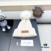692fb27199f2d84055c87038 Dior Women's Knitted Hat with Genuine Fox Fur Pom-Pom, Thick Winter Warm Ear-Protecting Beanie for Autumn and Winter
