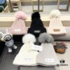 692fb28c99f2d84055c8704d Dior Women's Knit Hat with Genuine Fox Fur Pom-Pom, Thickened Winter Warm Ear-Protecting Beanie for Autumn and Winter