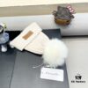 692fb2b899f2d84055c8707d Dior Women's Knitted Hat with Genuine Fox Fur Pom-Pom, Thick Winter Warm Ear-Protecting Beanie for Autumn and Winter