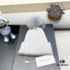 692fb2c699f2d84055c8708b Dior Women's Knitted Hat with Genuine Fox Fur Pom for Autumn and Winter, Thickened Warm Ear-Protecting Beanie