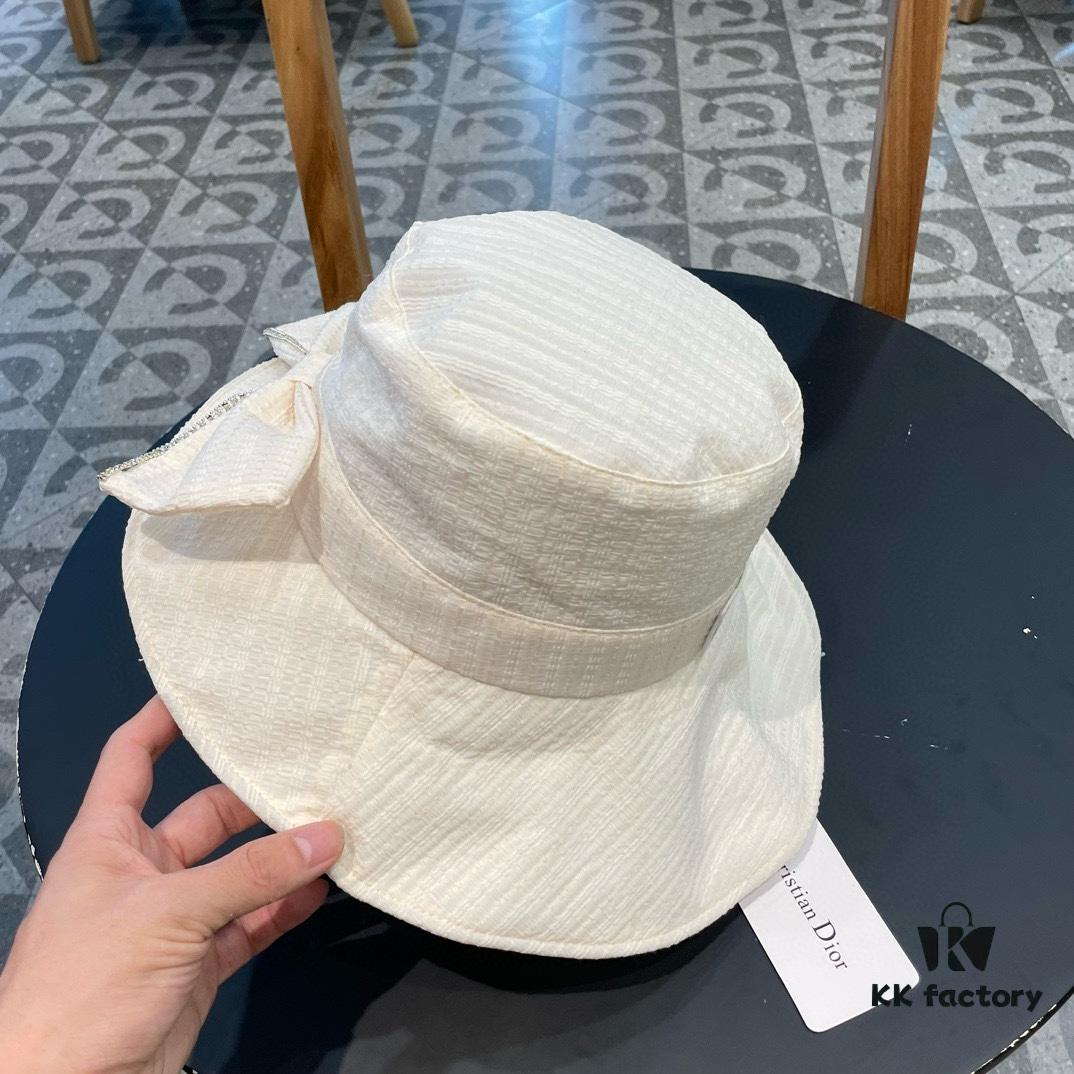 692fb2d599f2d84055c870aa Dior Wide-Brim Sun Fishing Hat for Women, Spring and Summer Bow-Tied Bucket Hat, Versatile Facial Covering UV Protection Fashionable Sun Hat