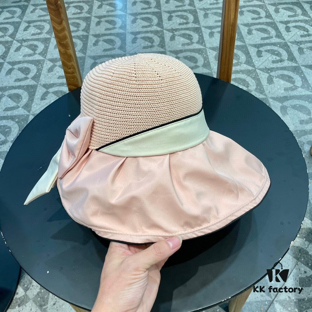 692fb2f099f2d84055c870e1 DIOR Bucket Hat 2024 Summer New Sun Protection Fishing Hat with Bow for Women, Wide-Brimmed Beach Hat for Travel, Face-Framing Sun Hat