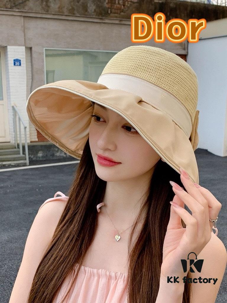 692fb2f399f2d84055c870e4 DIOR Bucket Hat 2024 Summer New Sun Protection Beach Hat with Bow for Women, Wide Brim Flattering Sun Hat