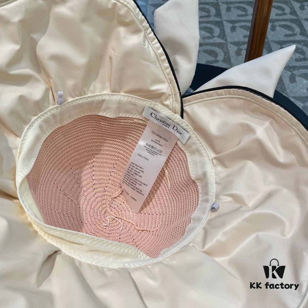 692fb2f499f2d84055c870e8 DIOR Bucket Hat 2024 Summer New Sun Protection Fishing Hat with Bow for Women, Wide-Brimmed Beach Hat for Travel, Face-Framing Sun Hat