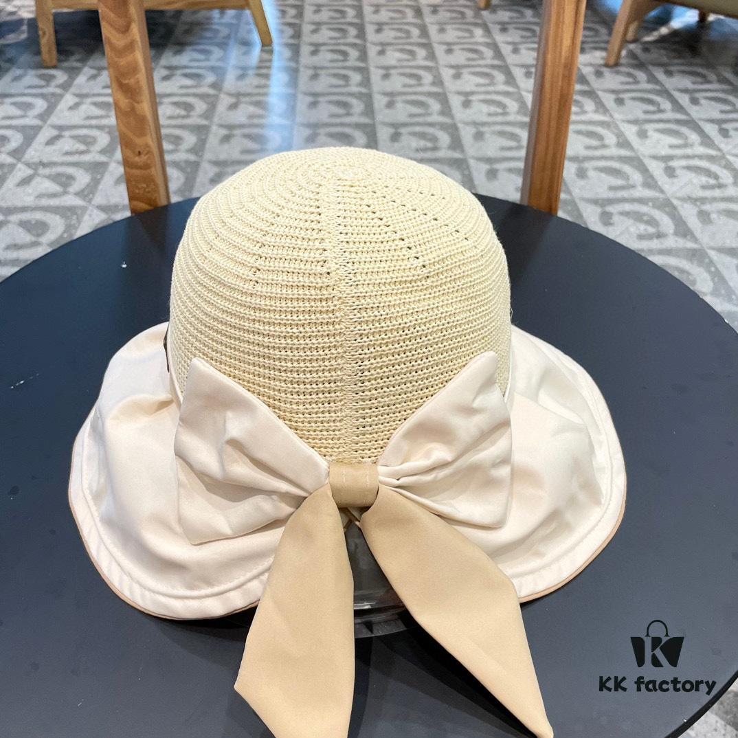 692fb2fa99f2d84055c870f2 DIOR Bucket Hat 2024 Summer New Sun Protection Beach Hat with Bow for Women, Wide Brim Face-Slimming Sun Hat