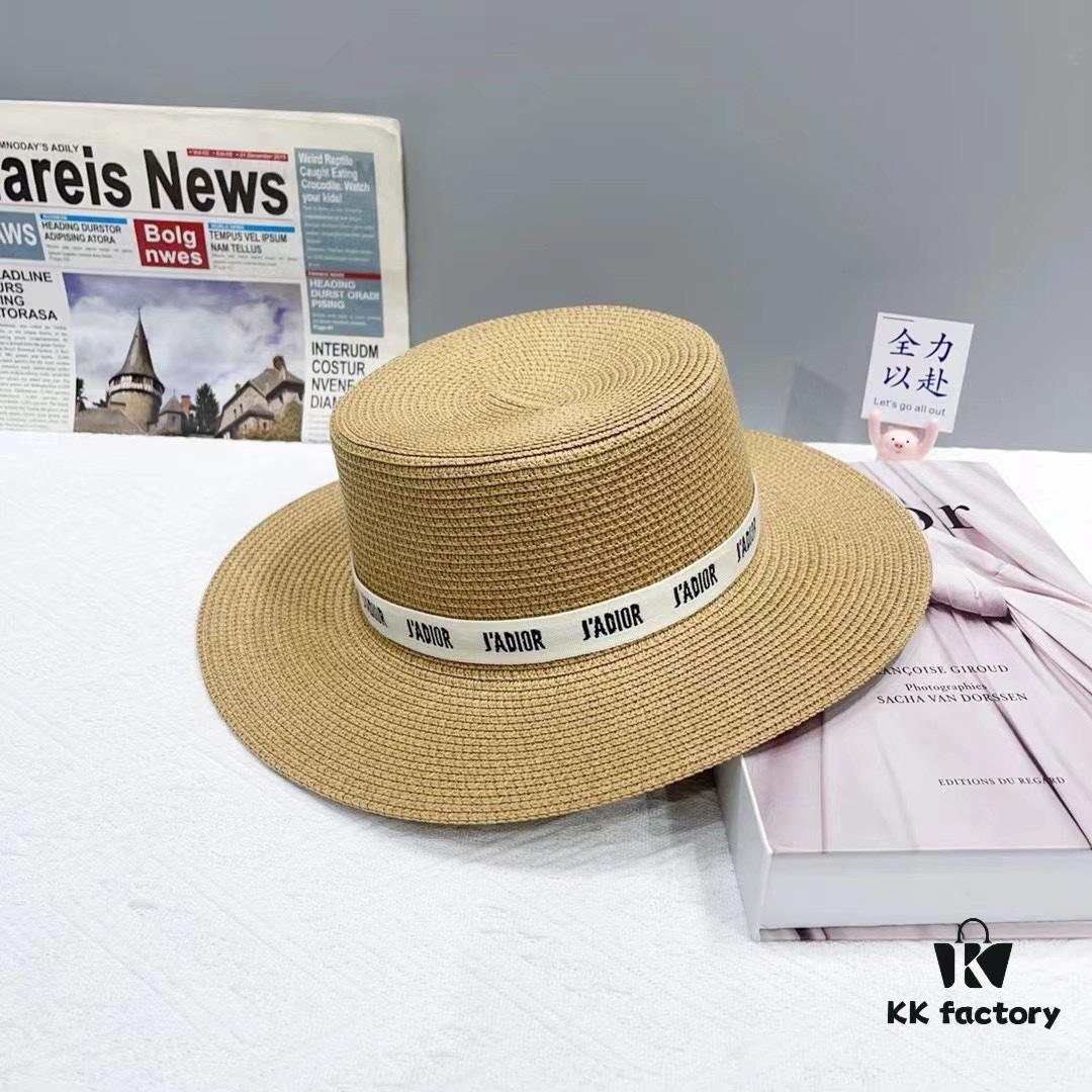 692fb33599f2d84055c87137 Dior Spring/Summer Ice Silk PP Grass Flat Top Hat 🎩
